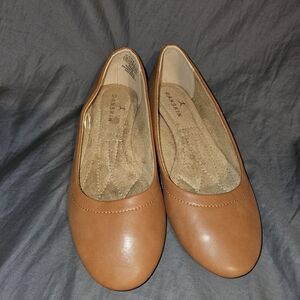 Dansko Women's Cognac Brown Leather Ballet Flats